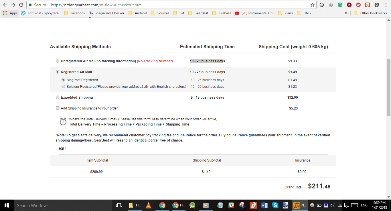 Purchase on Gearbest from Nigeria - Shipping Method