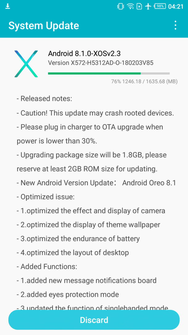 Infinix Note 4 Android Oreo update